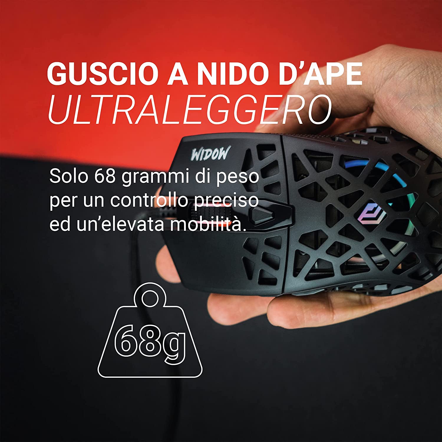 Mouse usb gaming Noua widow mesh RGB foto 6